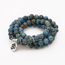 Carregar imagem no visualizador da galeria, Japamala Pulseira Tibetano de Pedra Natural Malaquita Fosca. Promove a Elevação Espiritual - Mundo dos Japamalas
