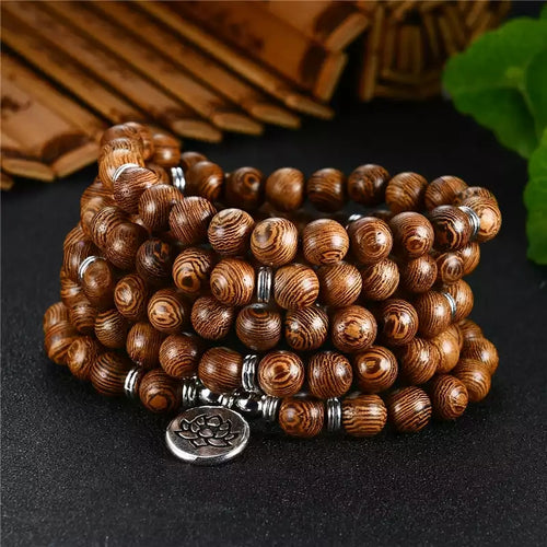 Pulseira Japamala de 108 Contas de Madeira. - Mundo dos Japamalas
