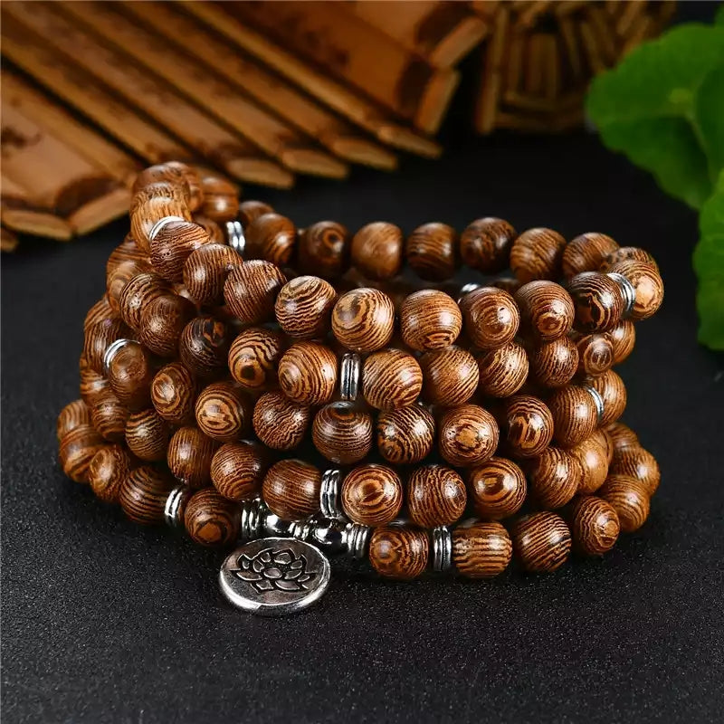 Pulseira Japamala de 108 Contas de Madeira. - Mundo dos Japamalas