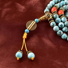 Carregar imagem no visualizador da galeria, Japamala Tibetano de 108 Contas de Pedras Naturais Turquesa Azul e Turquesa Vermelha. Promove a Cura Física e Espiritual - Mundo dos Japamalas

