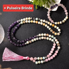 Carregar imagem no visualizador da galeria, Japamala de 108 Contas + Pulseira de Jaspe Imperial, Ametista, Quatzo Rosa e Amazonita. Protege Contra Inveja e Mau Olhado, Afasta Energias Negativas - Mundo dos Japamalas
