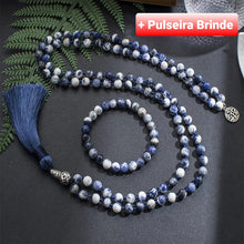 Carregar imagem no visualizador da galeria, Japamala de 108 Contas + Pulseira da Pedra Natural Sodalita. Proporciona a Expansão da Consciência Espiritual e Eleva a Intuição - Mundo dos Japamalas
