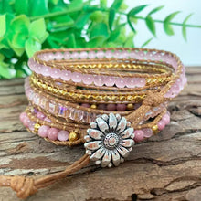 Carregar imagem no visualizador da galeria, Bracelete Para AppleWatch/ SmartWatch das Pedras Naturais Quartzo Rosa e Rodocrosita - Mundo dos Japamalas
