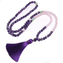 Carregar imagem no visualizador da galeria, Japamala de 108 contas + Pulseira Quatzo Rosa e Ametista. Purificação do Estado Emocional e Eleva a Sabedoria.
