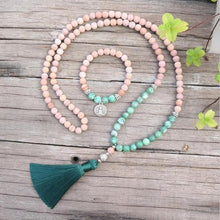 Carregar imagem no visualizador da galeria, Japamala 108 Contas + Pulseira. Rodonita Fosca e Jade Fosca. Ativação do Chakra do Coração e Positividade. - Mundo dos Japamalas
