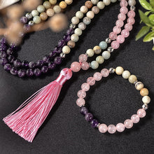 Carregar imagem no visualizador da galeria, Japamala de 108 Contas + Pulseira de Jaspe Imperial, Ametista, Quatzo Rosa e Amazonita. Protege Contra Inveja e Mau Olhado, Afasta Energias Negativas - Mundo dos Japamalas
