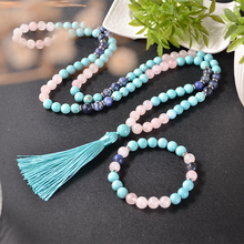Carregar imagem no visualizador da galeria, Japamala de 108 Contas + Pulseira de Quatzo Rosa, Turquesa Azul e Lápis Lazuli. Repele as Energias Negativas e Aumenta o Poder Espiritual - Mundo dos Japamalas
