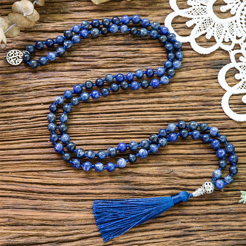 Japamala de 108 Contas de Pedra Natural Lápis Lazuli. Promove a Elevação Espiritual - Mundo dos Japamalas